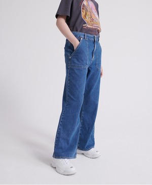 Superdry Frankie Wide Leg Női Farmer Sötétkék | WCMNV7526